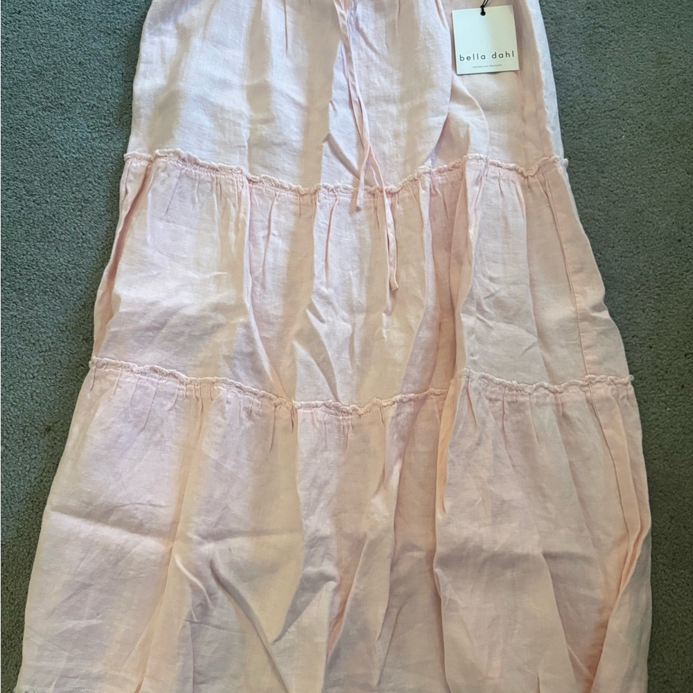 Bella Dahl Pastel Pink Tiered Linen Skirt
